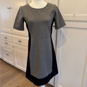 Knee length color‎ blocking gray and black business casual pencil dress size 6.